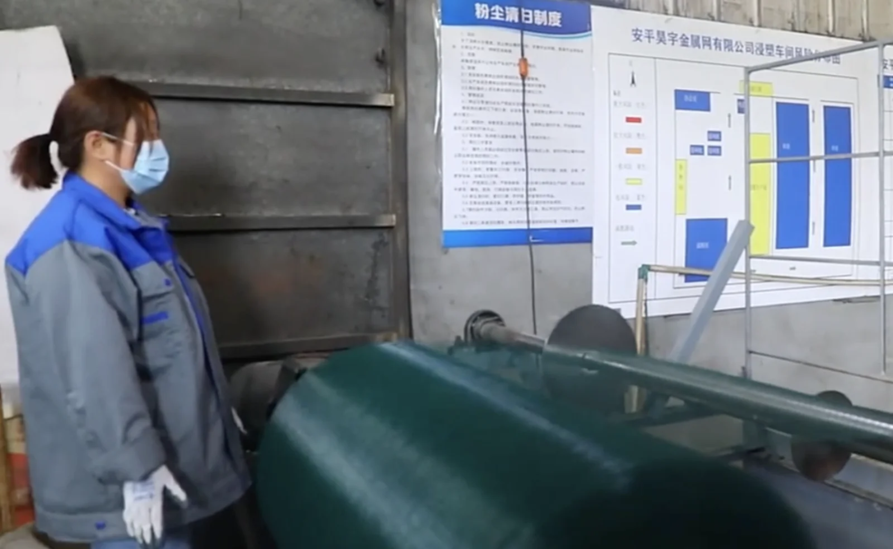 Factory production line for PVC coated welded wire mesh