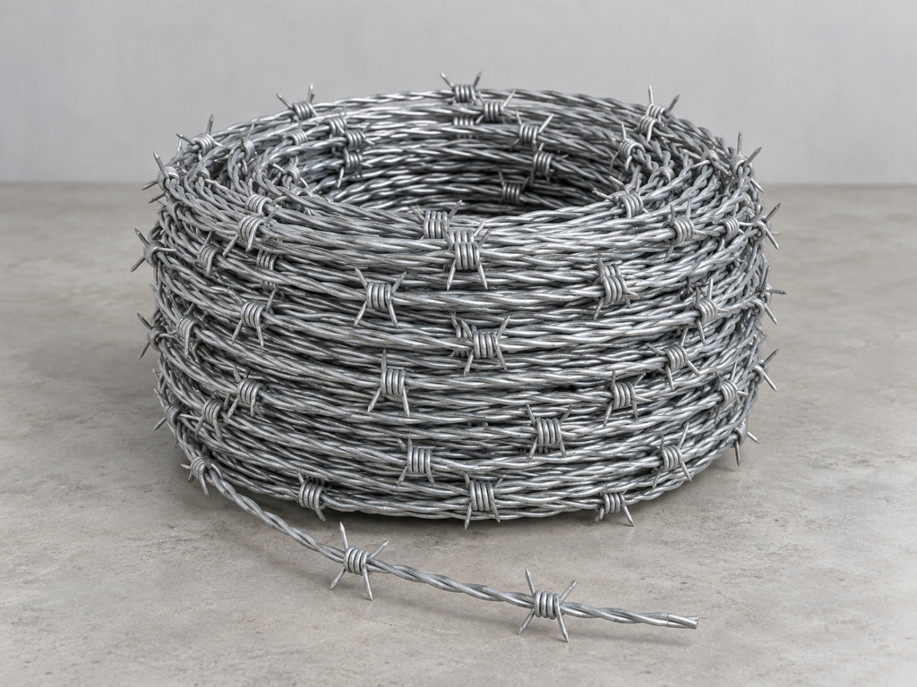 Coil of four-point galvanized barbed wire from Haoyu